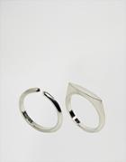 Asos Pack Of 2 Flat Faced And Smooth Rings - Silver