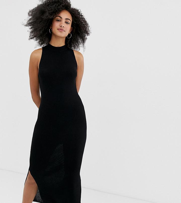 River Island Bodycon Dress With Side Split In Black - Black