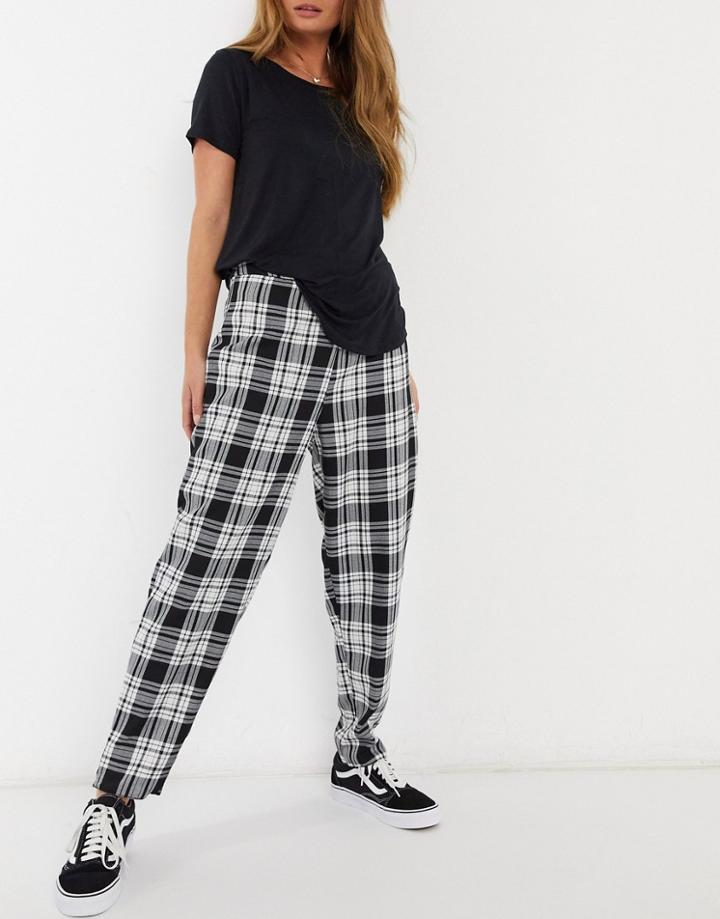 New Look Slim Leg Pant In Black Plaid