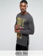 Asos Tall Guns N Roses Longline Band Long Sleeve T-shirt With Lace Up Detail - Black