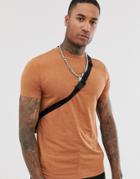 Asos Design T-shirt With Crew Neck In Brown Marl