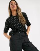 Nicce Relaxed T-shirt With All Over Logo-black