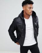 Ea7 Mountain Eco-shearling Hooded Zip-thru Fleece Lined Shield Logo Jacket In Black - Black