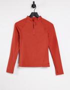 Asos 4505 Layers Fleeceback Funnel Neck Top With Quarter Zip-red