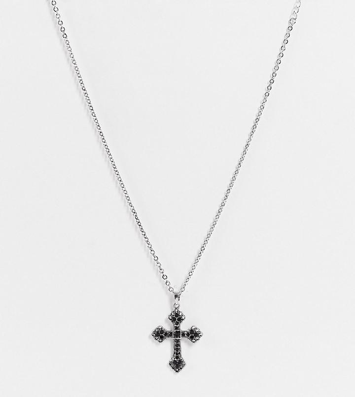 Reclaimed Vintage Inspired Ultimate Gothic Cross Necklace In Silver