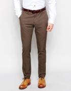 Selected Homme Skinny Houndstooth Suit Pants With Stretch - Brown
