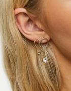 Glamorous Heart Earrings With Clear Gem In Gold