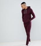 Asos Tall Tracksuit Muscle Hoodie/skinny Joggers In Burgundy - Red