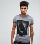 Religion Tall T-shirt With Raven Print In Washed Gray - Gray