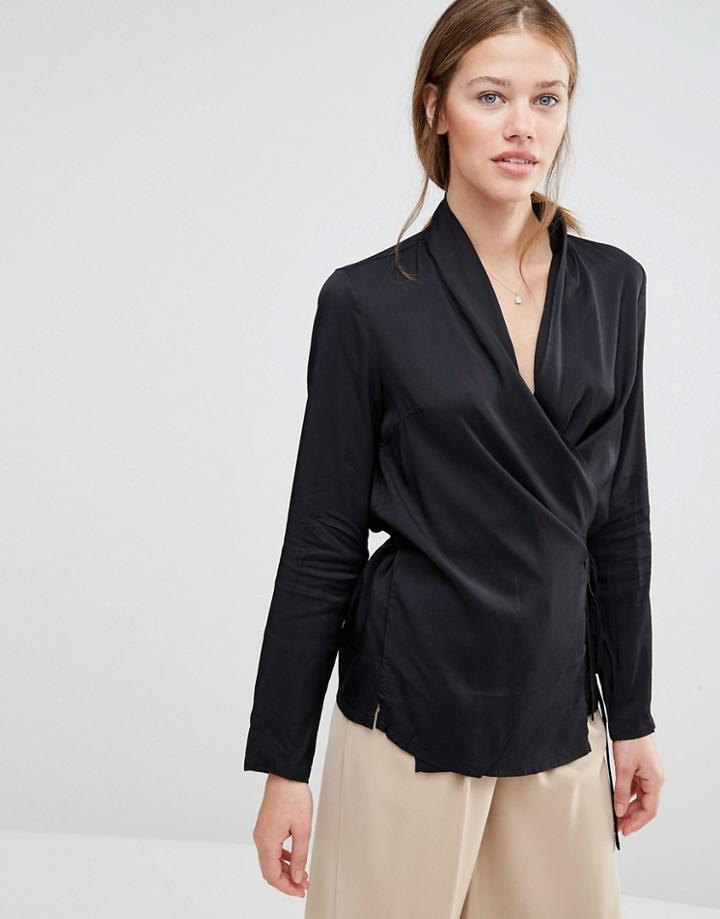 Just Female Wrap Blouse - Black