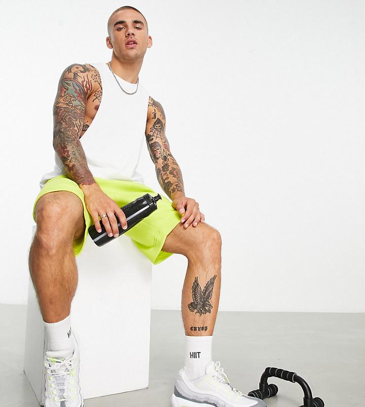Hiit Drop Armhole Tank Top In White With Contrast Logo