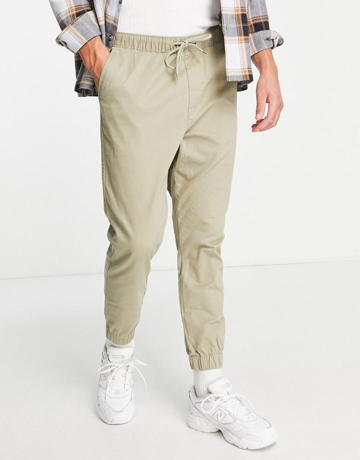 Asos Design Slim Woven Sweatpants In Dark Beige-neutral