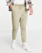 Asos Design Slim Woven Sweatpants In Dark Beige-neutral