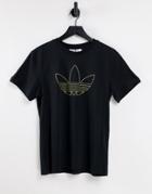 Adidas Originals Large Trefoil Outline T-shirt In Black