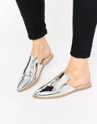 Asos Montana Pointed Flat Mules - Silver