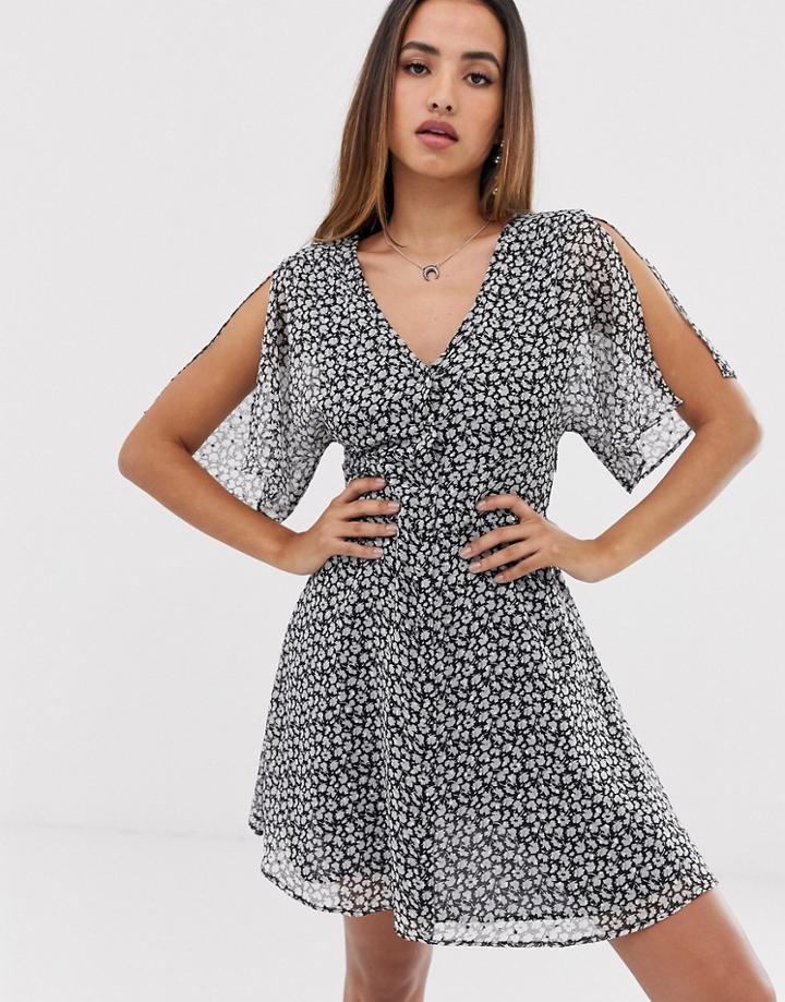 Allsaints Ivey Scatter Mini Dress With Tie Waist