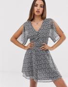 Allsaints Ivey Scatter Mini Dress With Tie Waist