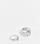 Reclaimed Vintage Inspired Cosmic Moon And Star Friendship Rings 2 Pack-silver