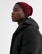 Asos Design Slouchy Beanie In Burgundy Recycled Polyester-red
