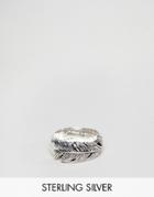 Seven London Feather Band Ring In Sterling Silver - Silver