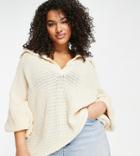 Missguided Plus Sailor Collar Sweater In Stone-white