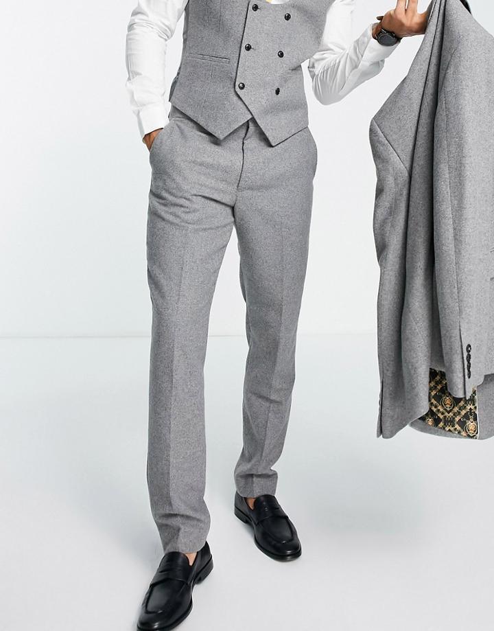 Harry Brown Wedding Slim Fit Tweed Wool Mix Suit Pants-gray