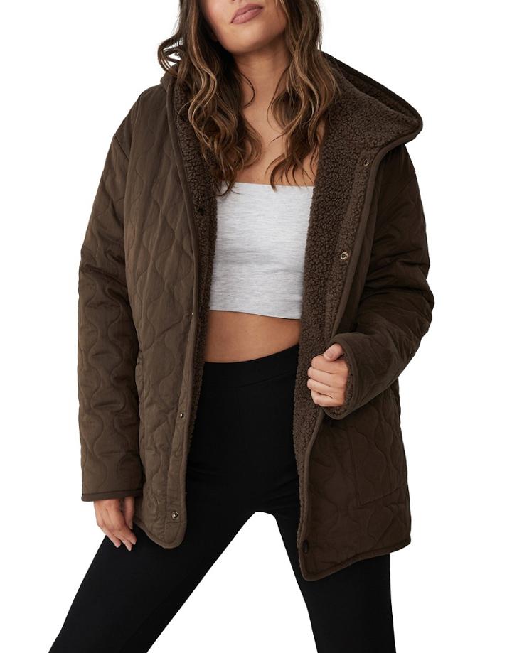Cotton: On Quilted Reversible Jacket In Brown