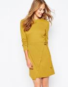 Vila Asymetric Hem Dress With D Ring Waist - Harvest Gold