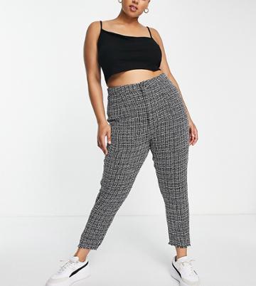 Missguided Plus Boucle Pants In Gray