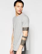 Asos Longline T-shirt With Long Side Splits In Gray Marl - Gray Marl