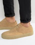 Asos Lace Up Derby Shoes In Stone Suede - Stone
