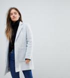 Asos Petite Slim Coat In Texture - Gray