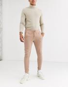 Asos Design Skinny Sweatpants With Side Stripe In Beige