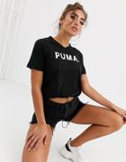Puma Chase V Neck T-shirt In Black
