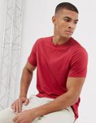 Asos Design Organic T-shirt With Crew Neck In Red - Red