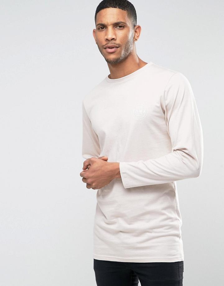 Friend Or Faux Calviston Long Sleeve Top In Longline - Pink