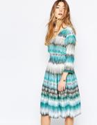 Diya Skater Dress In Multi Stripe Print - Tie Dye