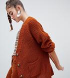 Monki Chunky Cardigan In Brown Tortoise - Brown