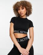 Twill Active Recycled Seamless Crop Top In Black