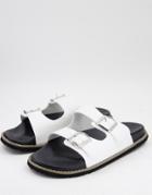 Truffle Collection Faux Leather Buckle Slides In White