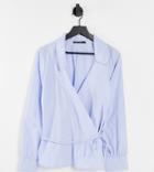 I Saw It First Plus Wrap Detail Shirt In Blue-blues