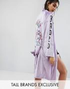 Jaded London Tall Velvet Longline Kimono Jacket - Gray