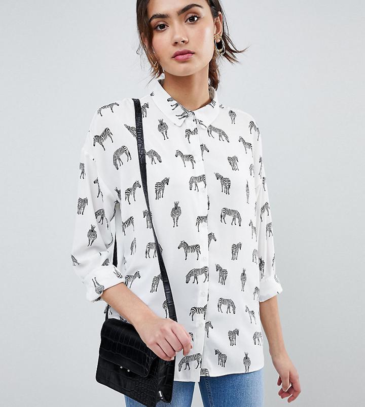 Asos Tall Shirt In Zebra Print - Multi