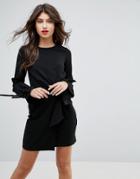 Asos Mini Shift Dress With Tie Details - Black