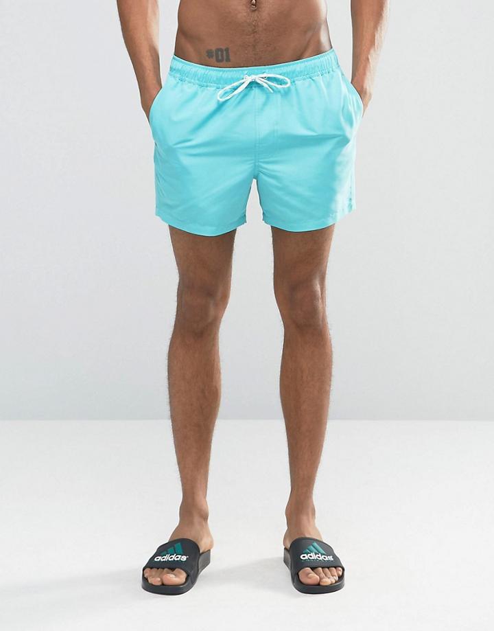 Asos Swim Shorts In Turquoise Short Length - Blue