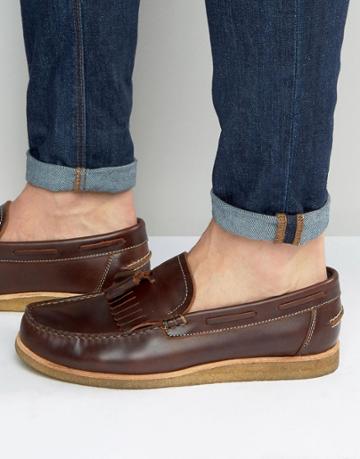 Walk London Windsor Leather Tassel Loafers - Brown
