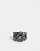 Asos Design Chain Detail Ring With Stone Detail In Gunmetal-silver