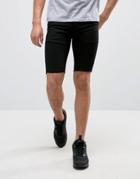 Religion Skinny Denim Short With Raw Edge - Black