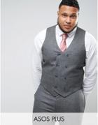 Asos Plus Wedding Skinny Suit Vest In Woven Texture In Slate Gray - Gray