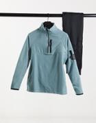 Asos Design Relaxed Polar Fleece Sweatshirt With Half-zip & Ma1 Pocket With Badge-grey